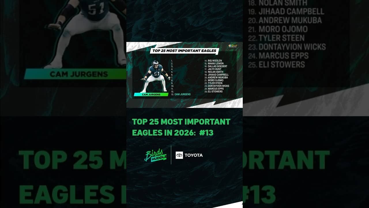 Cam Jurgens takes place on countdown of Top 25 Most Important Eagles for 2026