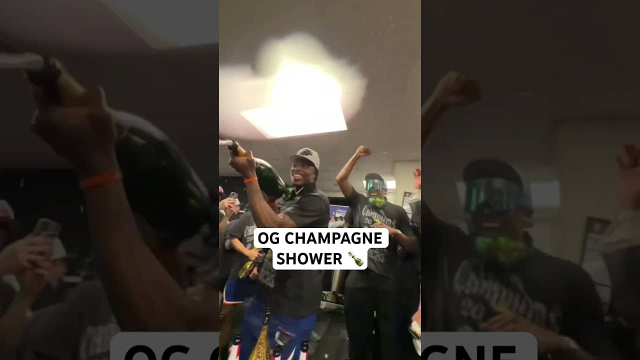 Champagne shower courtesy of OG Anunoby 🍾