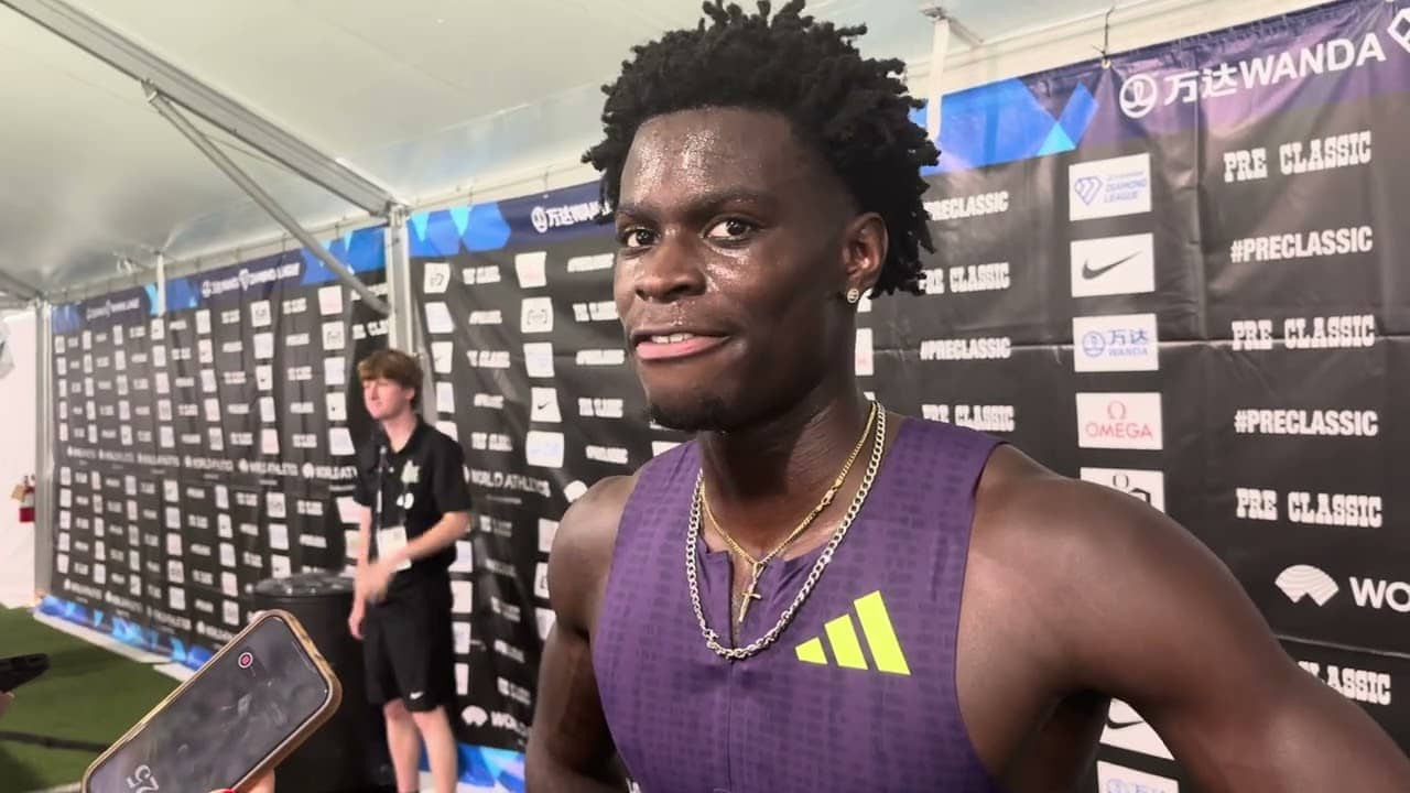 World Record Holder Ja’Kobe Tharp Not Happy With Losing 110mH Pro Debut At Prefontaine Classic