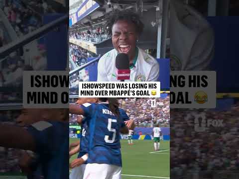 @IShowSpeed reacts to Mbappé's first goal 🤣