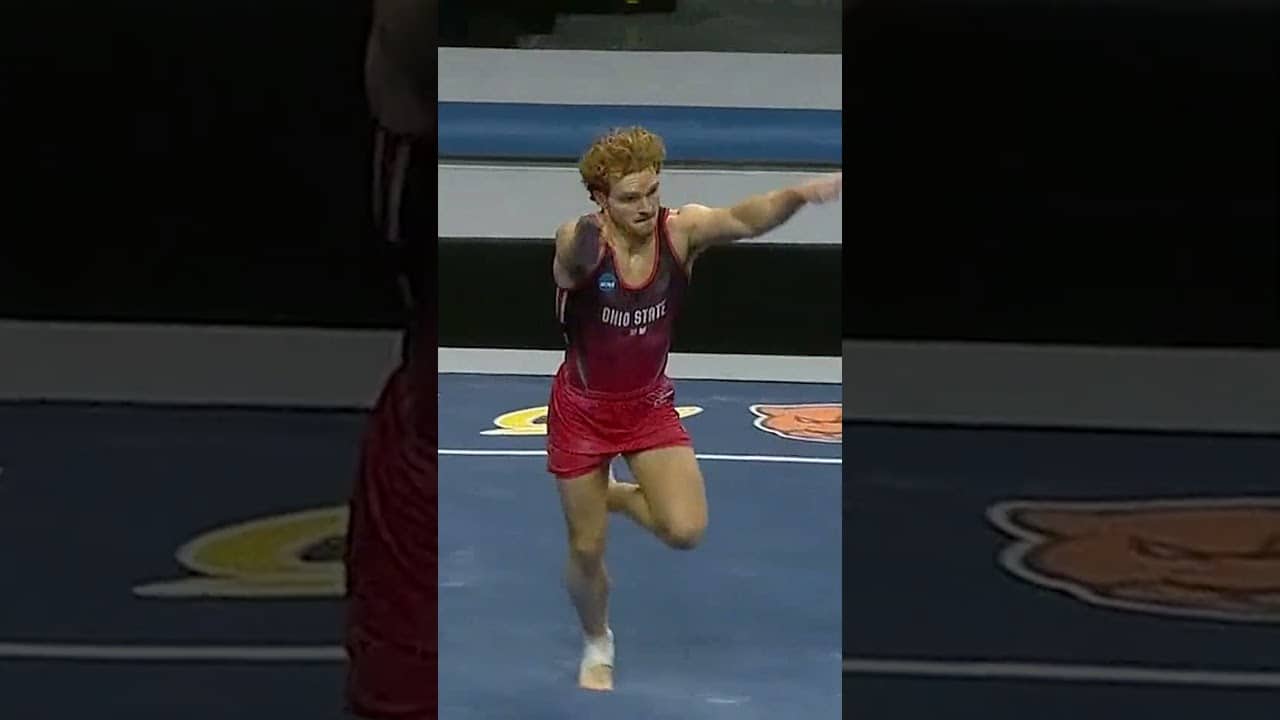 Gymnast hugs the line judge after his floor routine 🤣🥰 #shorts
