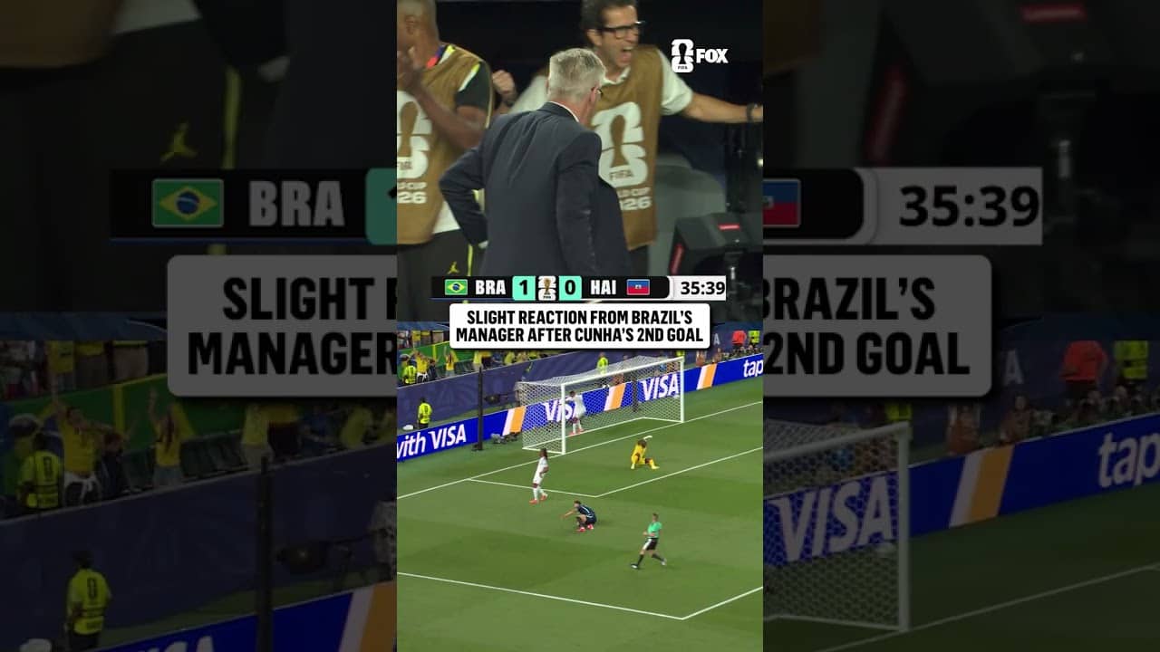 Carlo Ancelotti's reaction to Brazil taking a 2-0 lead over Haiti