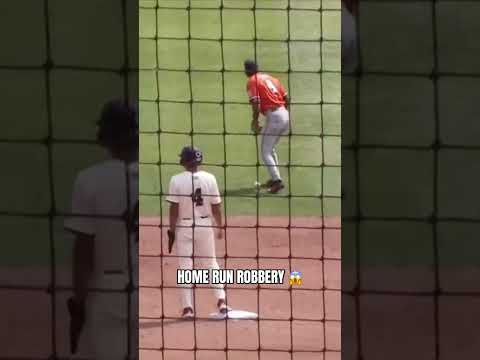 We can’t stop watching this Fabio Peralta robbery in center field 🤯 #miamihurricanes #baseball
