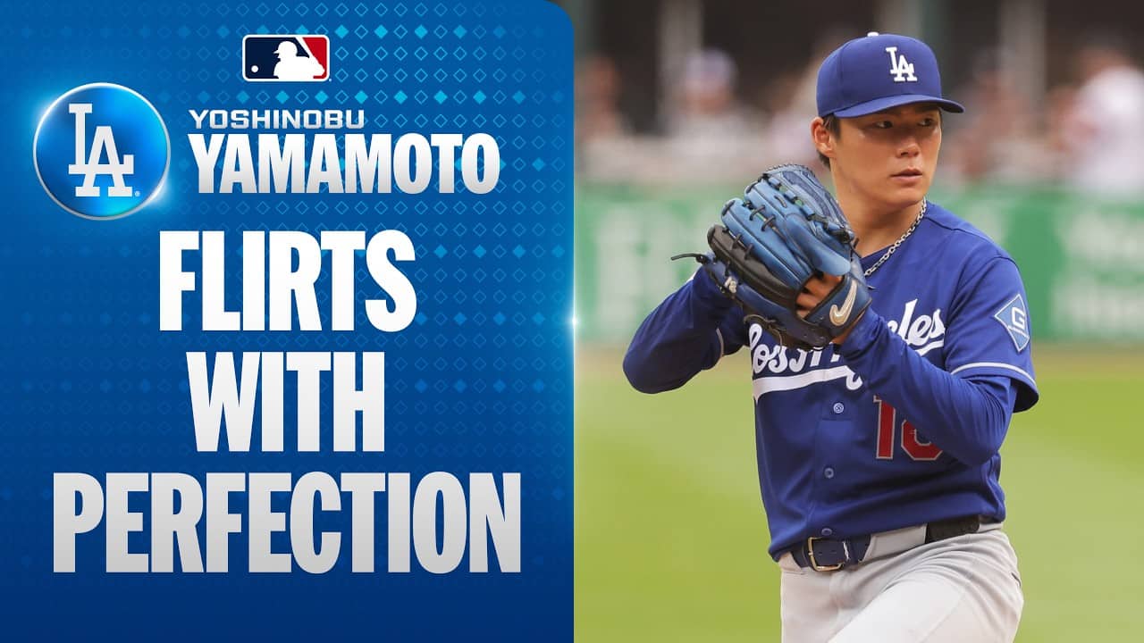 Yoshinobu Yamamoto strikes out seven in a DOMINANT start for the Dodgers! 😤 (7.2 perfect innings!)