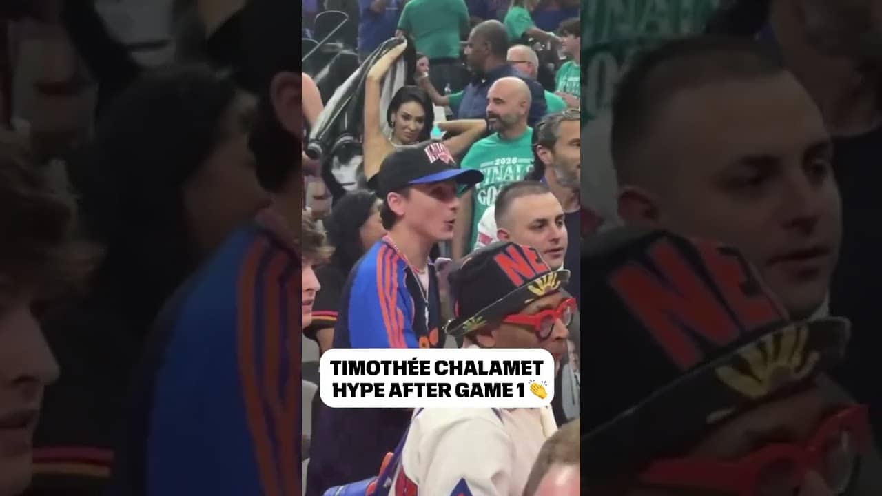 All smiles for Timothée Chalamet as the Knicks go up 1-0 in the NBA Finals 🔥