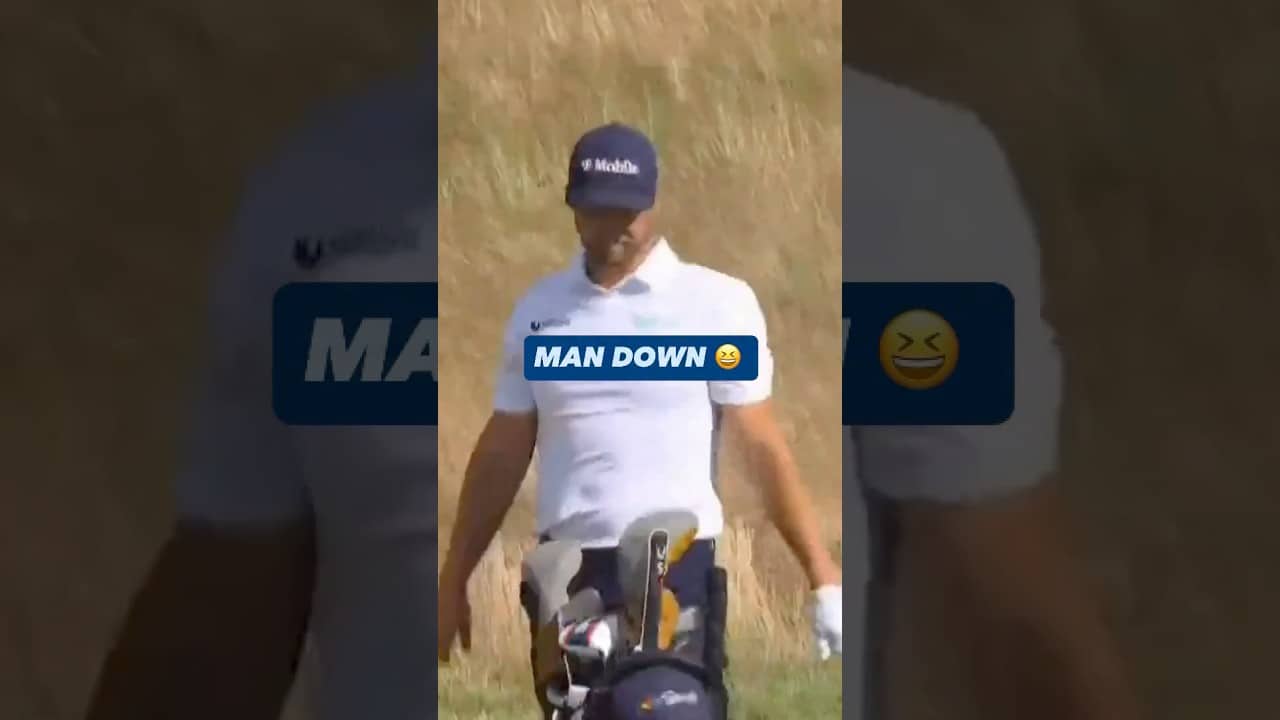 Wyndham’s own golf bag nearly took him out 😂
