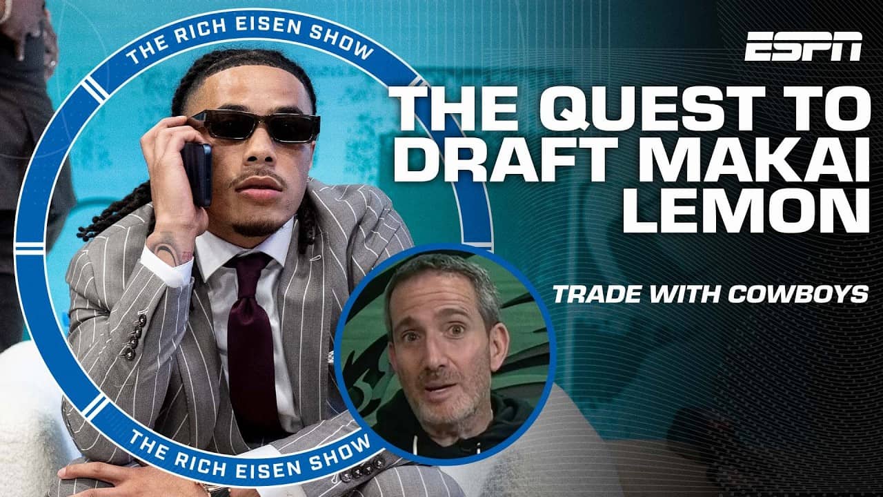 Howie Roseman went to a 'dark place' trying to get Makai Lemon on the phone during the draft 👀