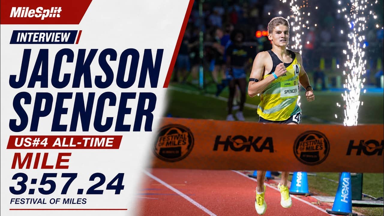 Jackson Spencer after a US#4 All-Time 3:57.24 Mile at HOKA Festival of Miles