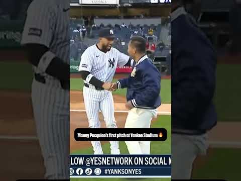 Manny Pacquiao throws the first pitch at Yankee Stadium ⚾️ (via YES Network)