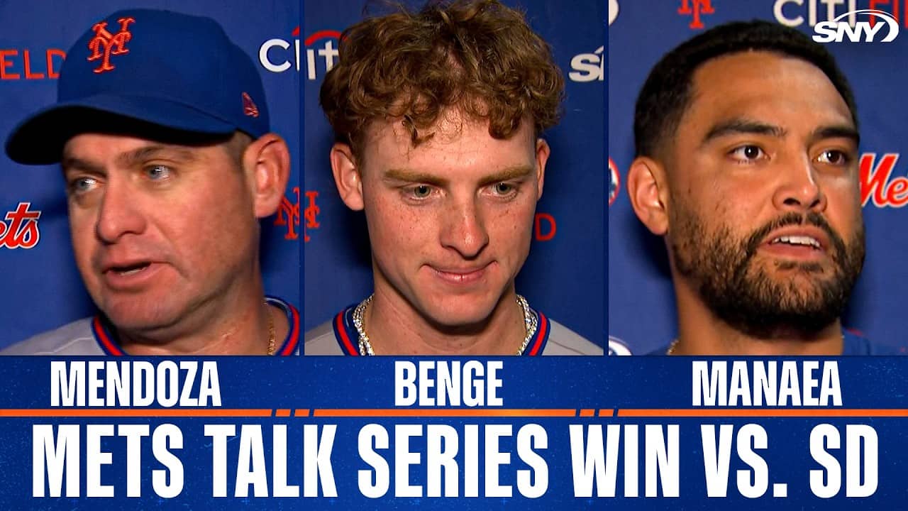 Carlos Mendoza, Carson Benge on his 5-for-5 day at the plate as Mets take series from Padres