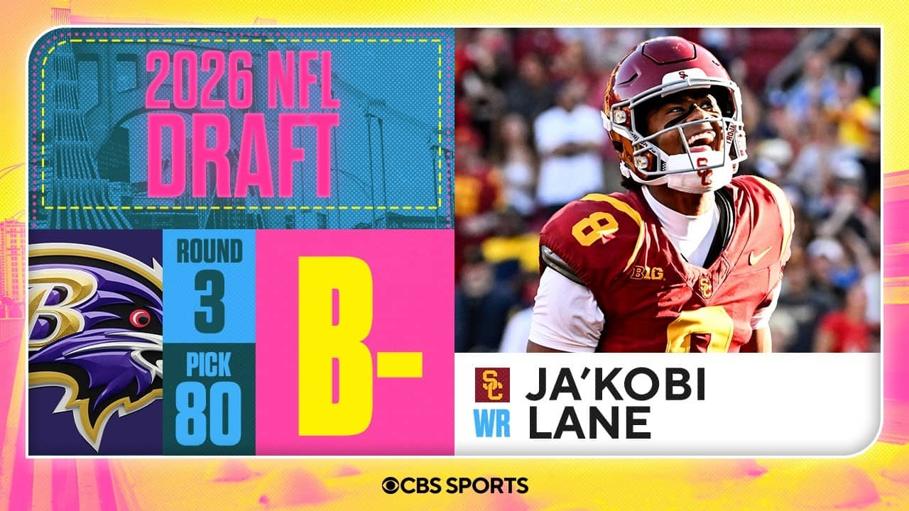 Ravens select Ja'Kobi Lane in Third Round, No. 80 overall | 2026 NFL Draft Grades & Reaction