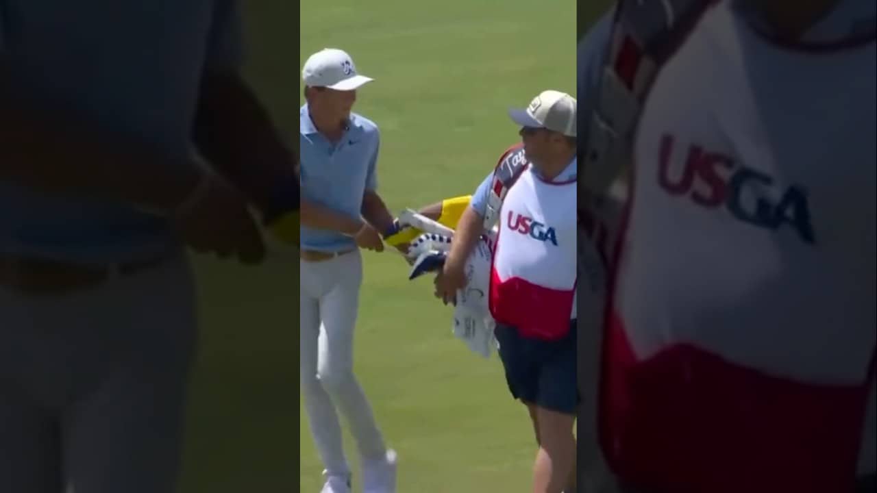 He Surprised His Dad as Caddy at the U.S. Open 🥹 #JuniorGolf #FathersDay