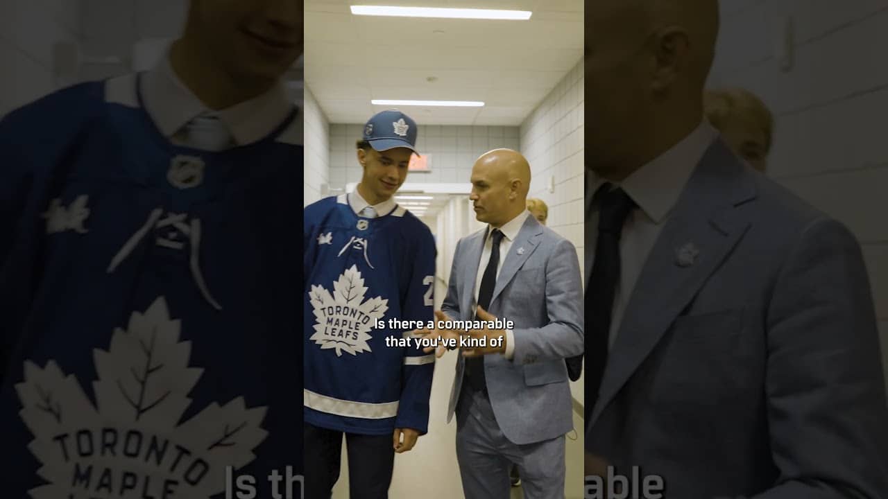 Ryan Leslie gets to know Alex Bilecki after he was drafted by the Leafs