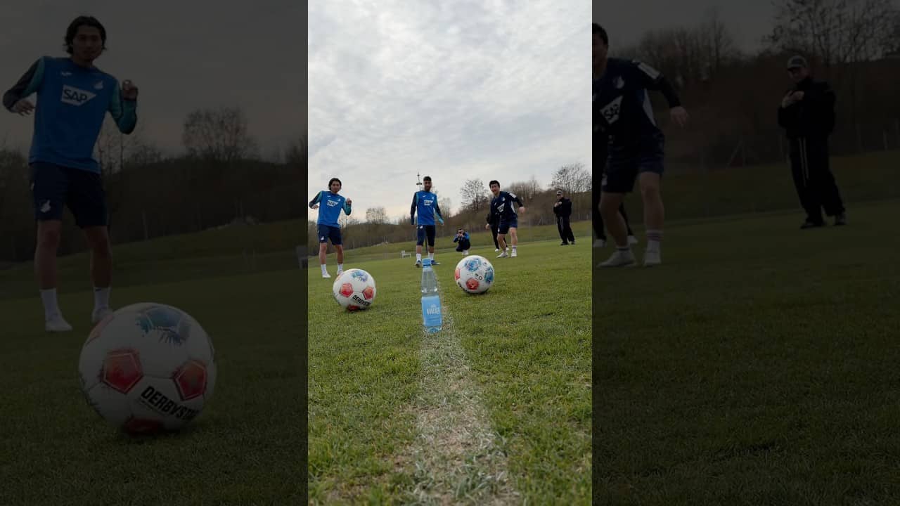 Triff die Flasche 💧 #Hoffenheim #Unparunpa #KokiMachida #NaderJindaoui