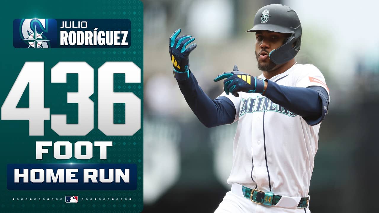 Julio Rodríguez crushes a 436-FOOT HOME RUN to center field for the Mariners!  🔱😤 | MLB Highlights