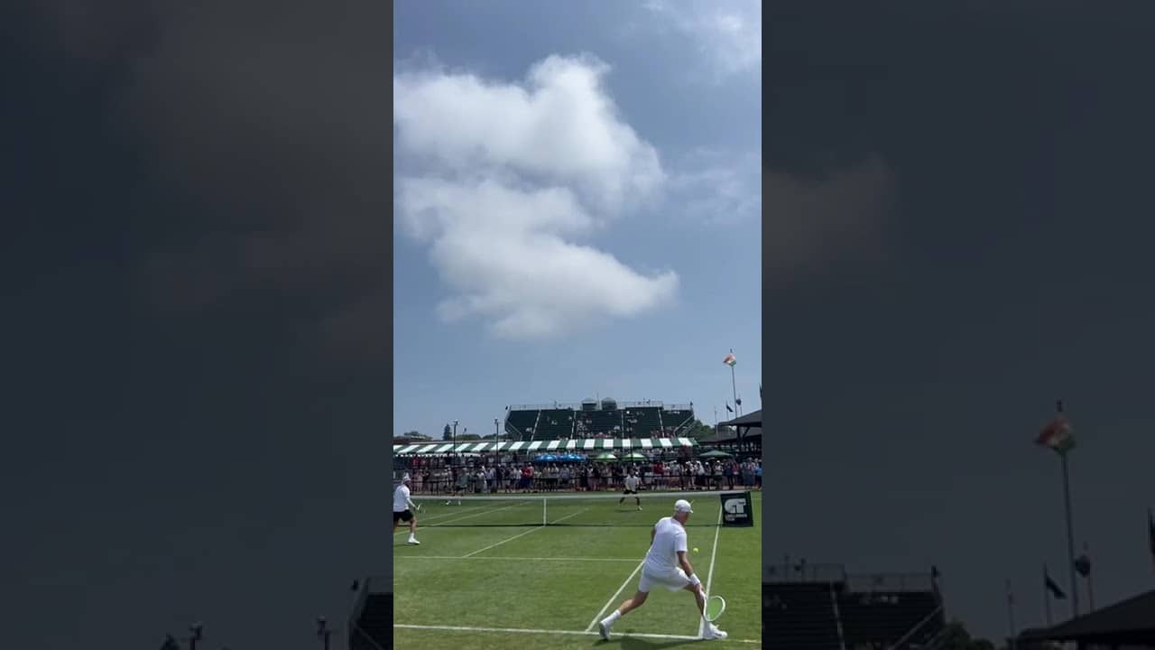 One year on: Bill Ackman tries to play tennis at the Hall of Fame Open in Newport