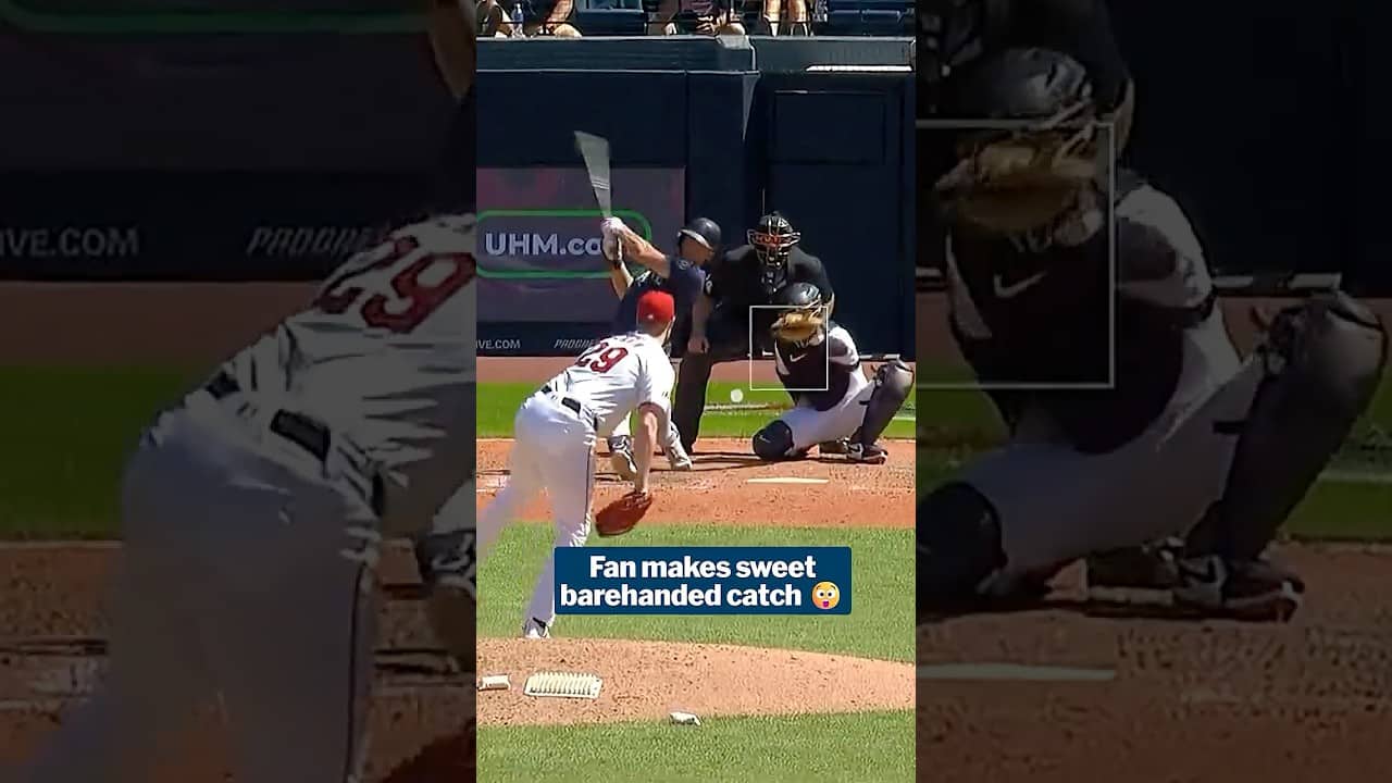 Guardians fan catches this foul ball BAREHANDED 😮