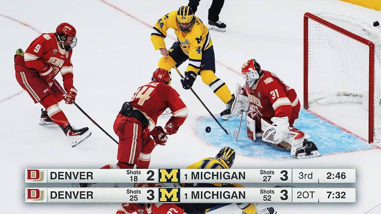 INSTANT CLASSIC: Final minutes, double-OT highlights in Denver-Michigan Frozen Four matchup
