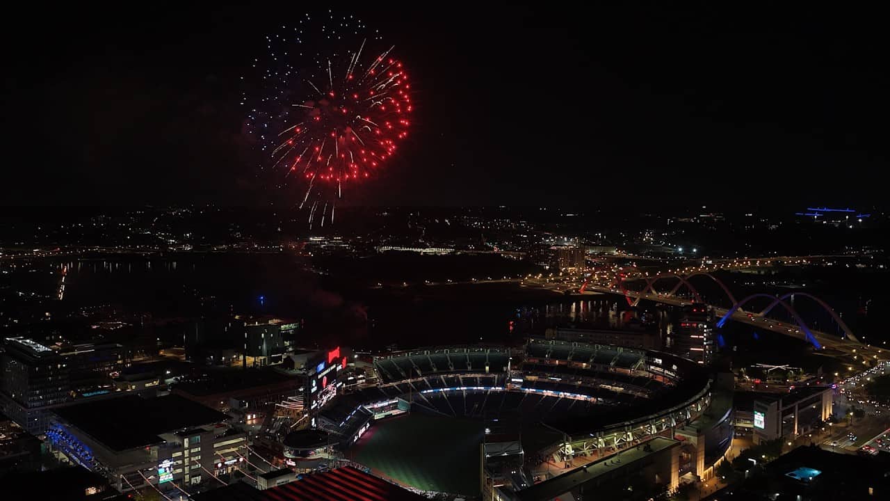 America 250 Fireworks Over Nationals Park Drone Footage | Washington, D.C. | Fourth of July