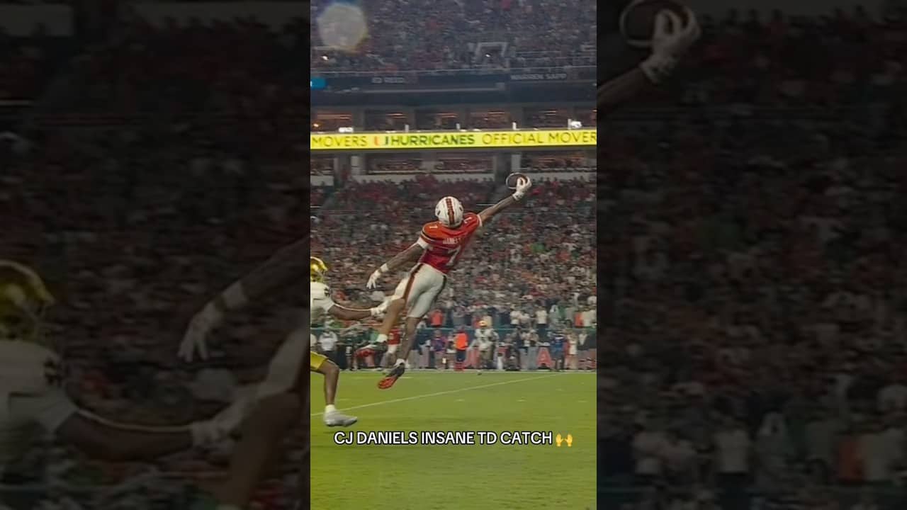 It’s #TouchdownTuesday ft. CJ Daniel’s 20-YD TD vs. Notre Dame #miamihurricanefootball #accfootball