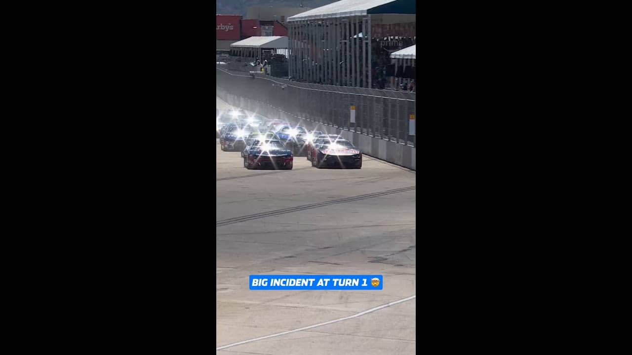 HUGE Crash At Turn 1 On The Restart 😱 #NASCARonPrime