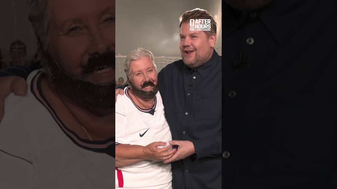 James Corden puts his mum to the test against Harry Kane’s goal