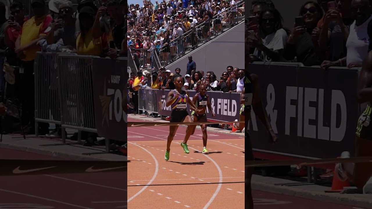 All eyes on Sha'Carri 👀 She wins the Nike women's 100m in 10.99 👏🔥 #track #100m #usatf