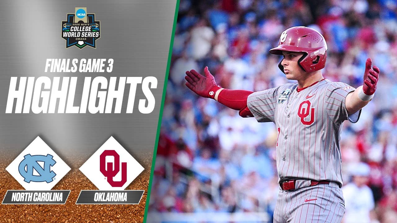 Oklahoma vs. North Carolina: 2026 Men's College World Series finals Game 3 | Extended highlights