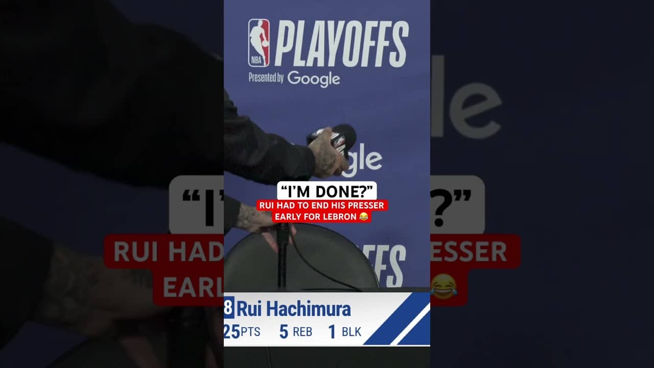 Rui abruptly ends his presser when he sees LeBron waiting to start his 😂