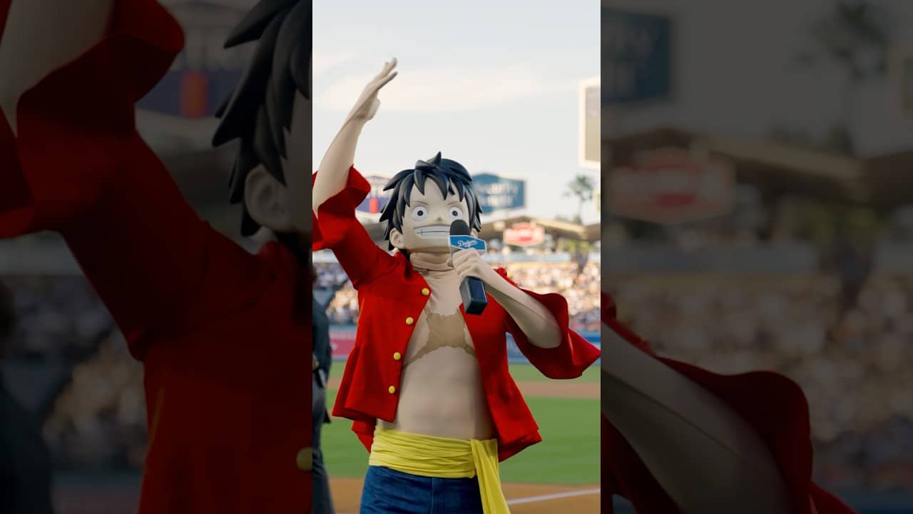 Luffy in the house for ONE PIECE Night! #dodgers #sports #losangeles #anime #onepiece