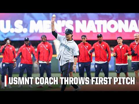 USMNT head coach Mauricio Pochettino throws out first pitch at Blue Jays-Mariners | MLB on ESPN