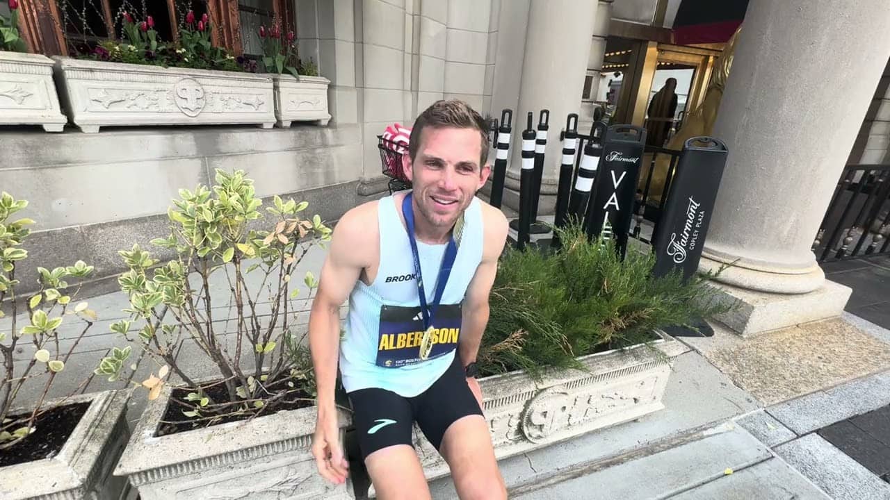CJ Albertson talks after running 2:09 at 2026 Boston Marathon 