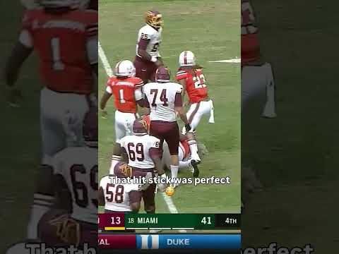 That hit was crushing 😱 #miamihurricanes #accfootball #collegefootball