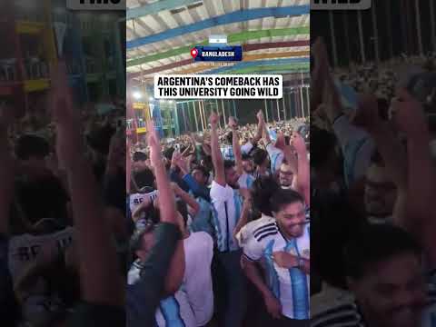 Students erupted in celebration after Argentina's dramatic comeback
