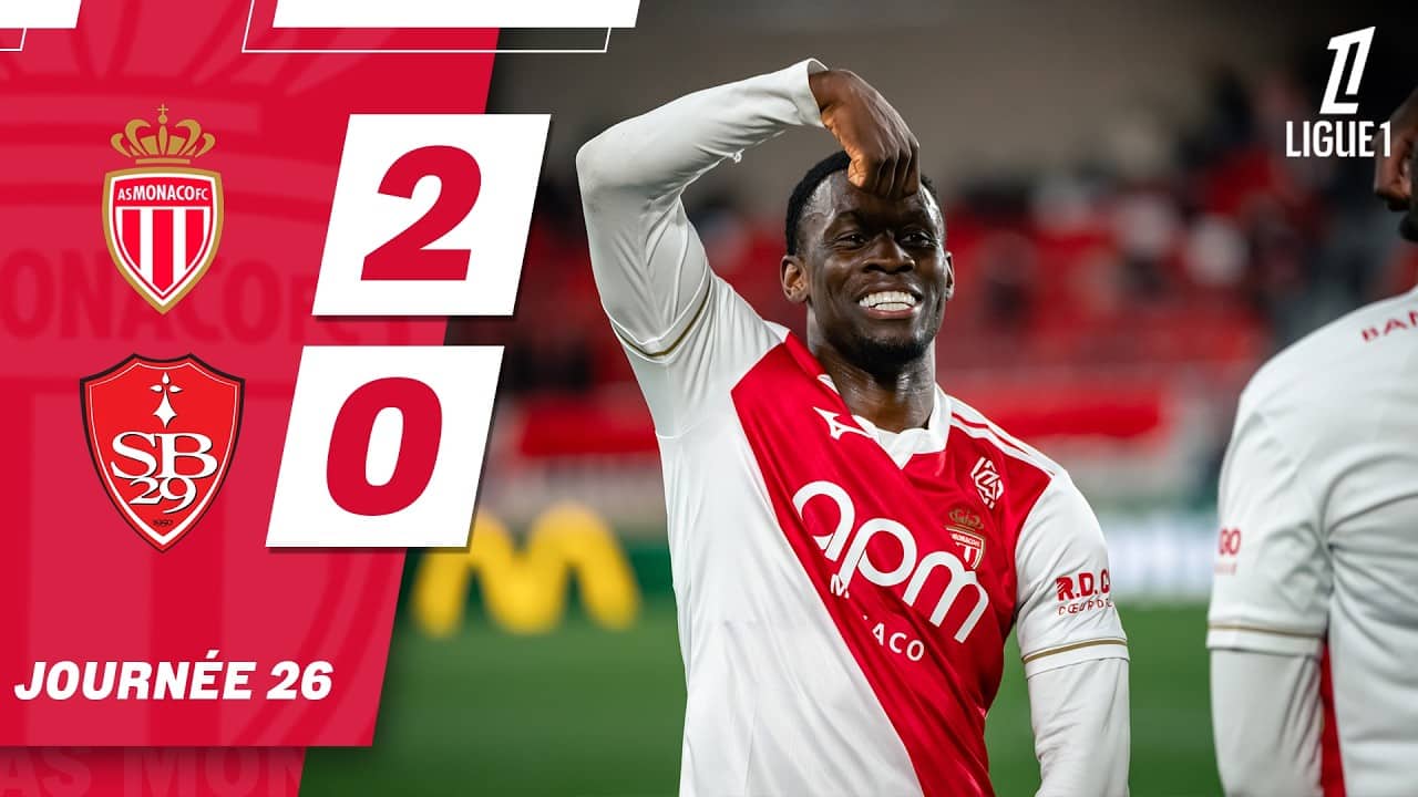 Résumé, AS Monaco 2-0 Stade Brestois - 26e journée