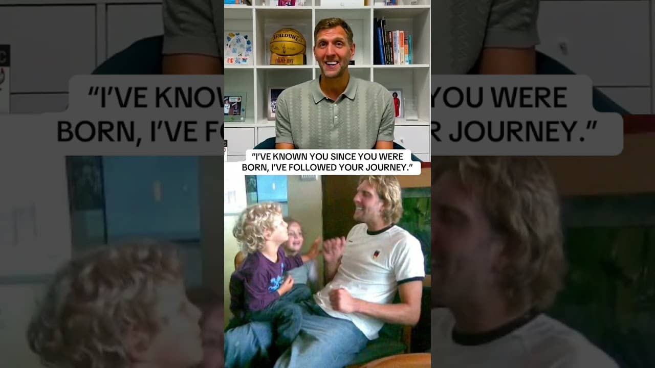 Dirk Nowitzki congratulates No. 14 pick Hannes Steinbach and had some jokes for his father 😂