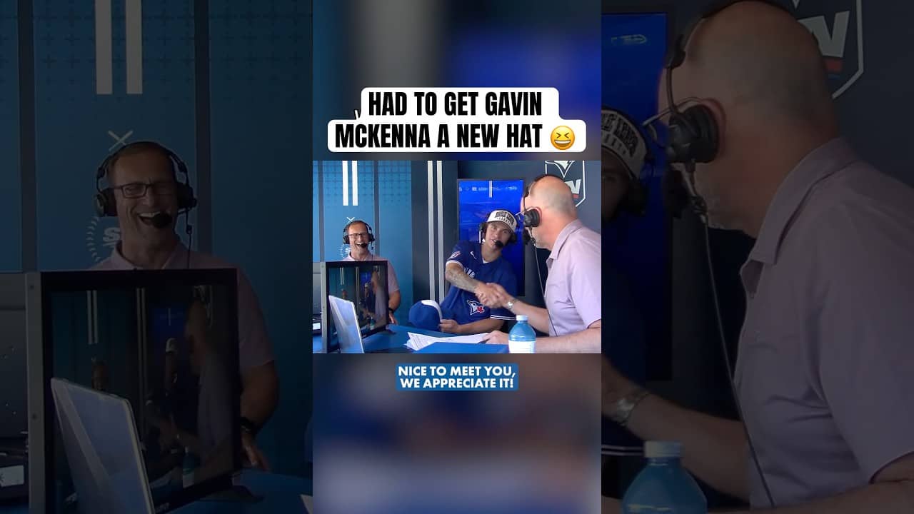 We had to fix up Gavin McKenna’s wardrobe 😅🧢 #MLB #Toronto #BlueJays