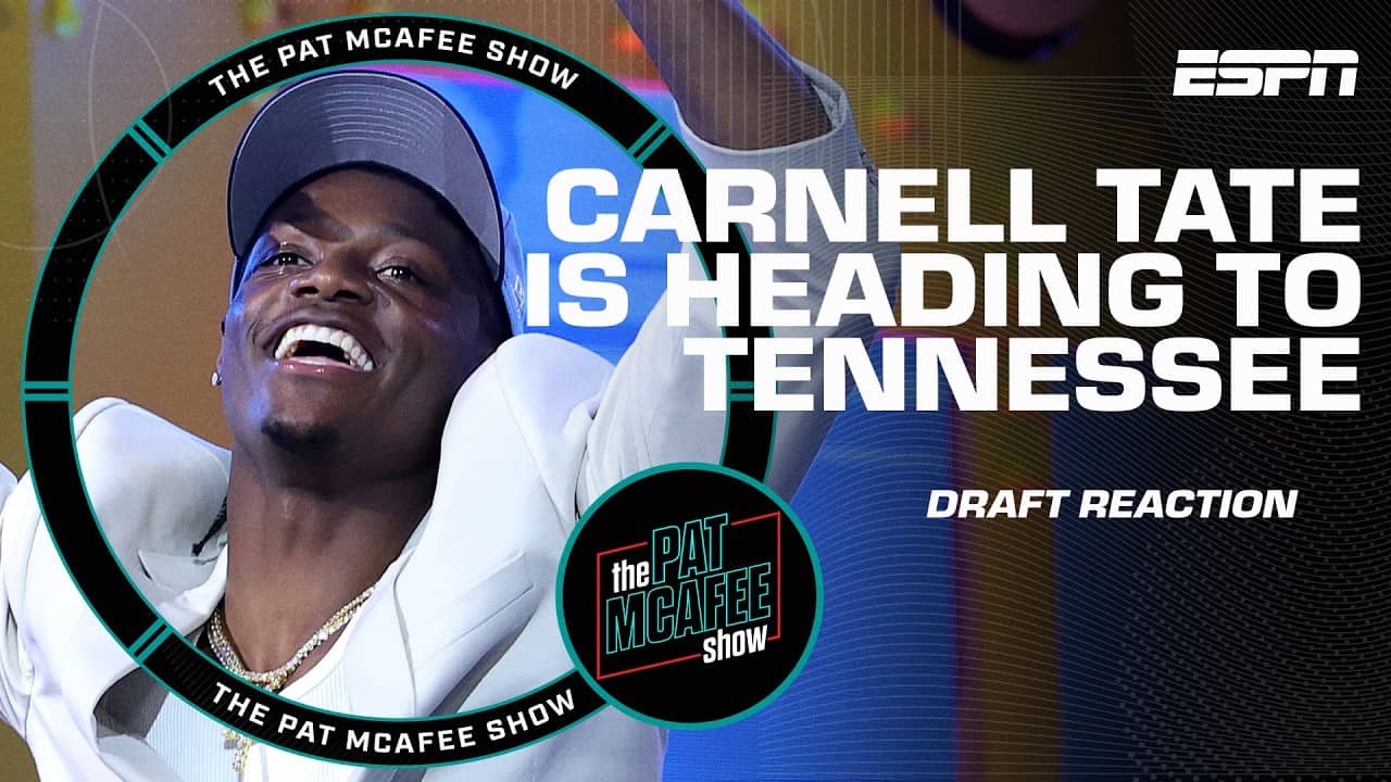 SHOCKER 😯 The Pat McAfee Draft Spectacular reacts to Titans picking Carnell Tate at No. 4