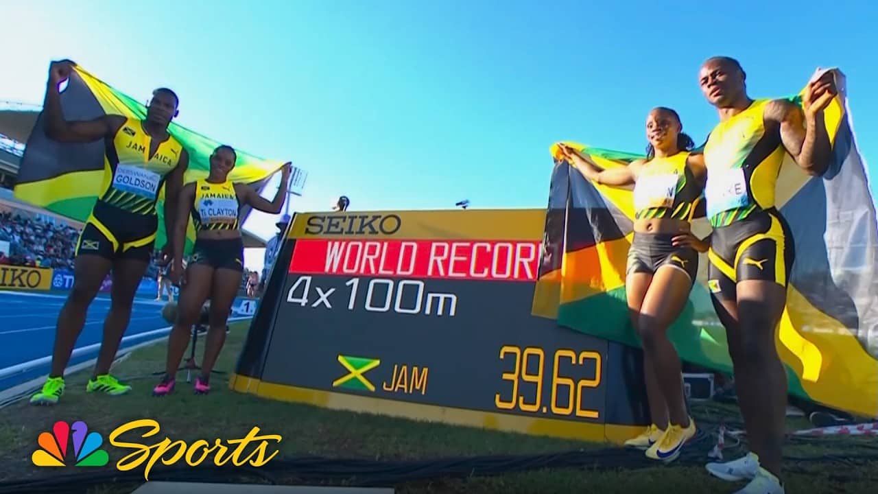 Jamaica SMASHES own world record to win mixed 4x100 relay at World Athletics Relays | NBC Sports