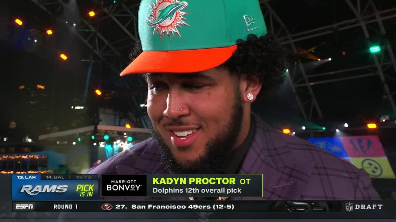 Kadyn Proctor on going No. 12 to Dolphins: 'I'm at a loss for words!' 🐬 | 2026 NFL Draft