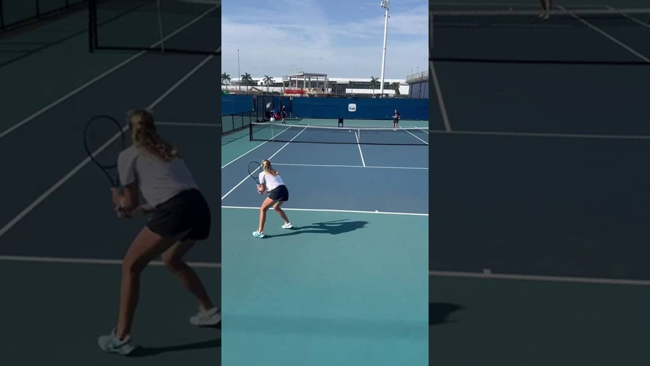 Backhand, backhand, forehand! Tennis drill with Mirra Andreeva and coach Conchita Martinez in Miami