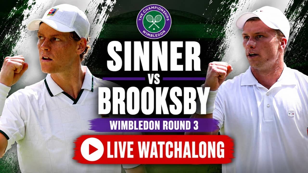 Jannik Sinner vs Jenson Brooksby | Wimbledon 2026 Round 3 | LIVE TENNIS WATCHALONG