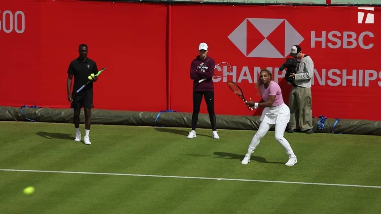Serena Williams' first practice back on the pro tour 🎾