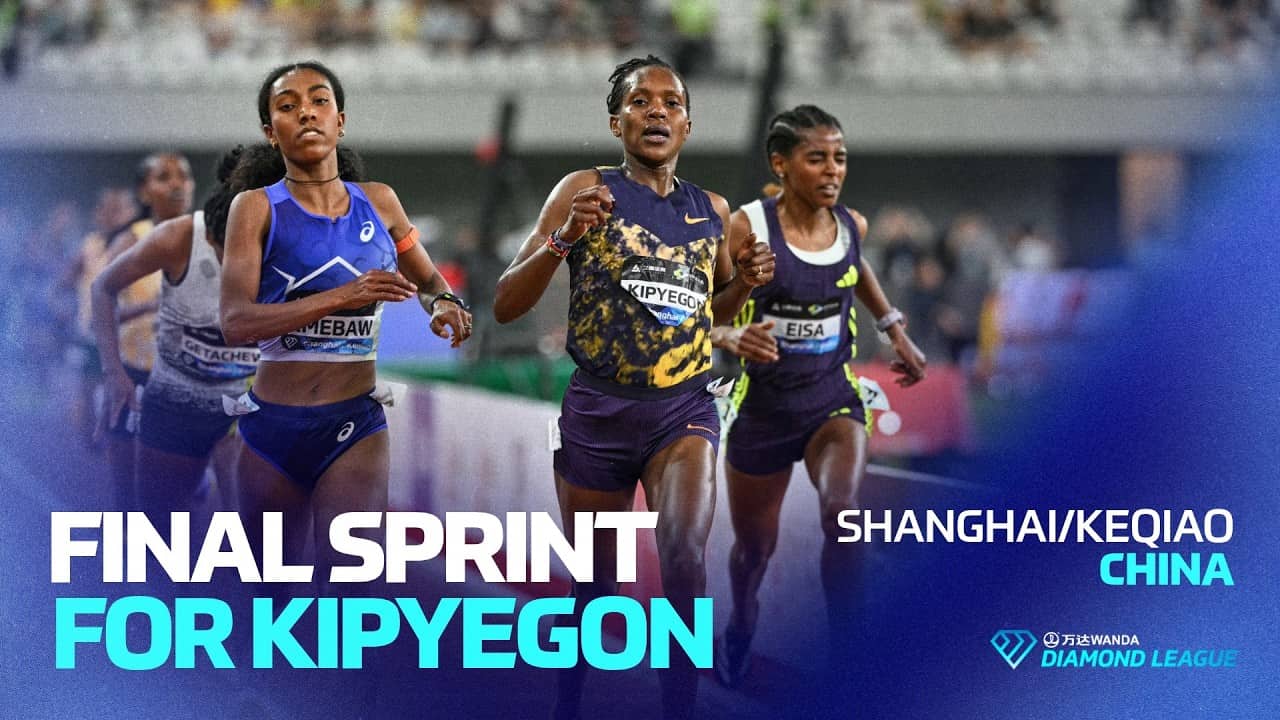 Kipyegon holds on in tight 5000m finish to win in Shanghai  | Wanda Diamond League
