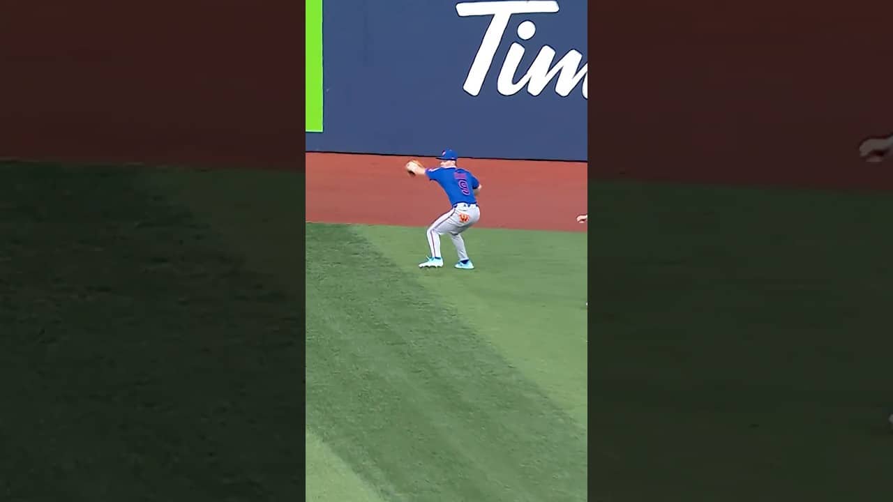 A.J. Ewing throws a LASER for the out 🎯 #mets #mlb #baseball #sports #highlights #bluejays