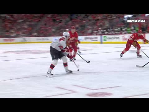 Jesper Bratt scores a goal against the Detroit Red Wings