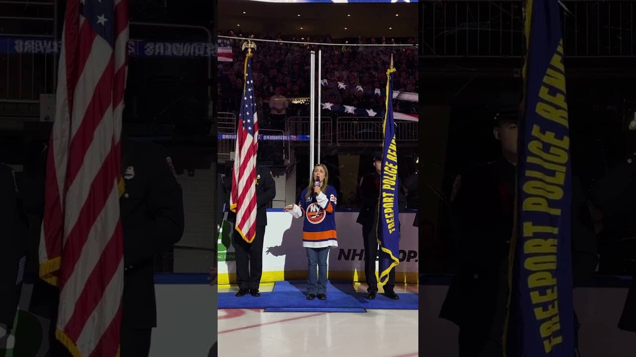Abbey Romeo Sings National Anthem at New York Islanders Game