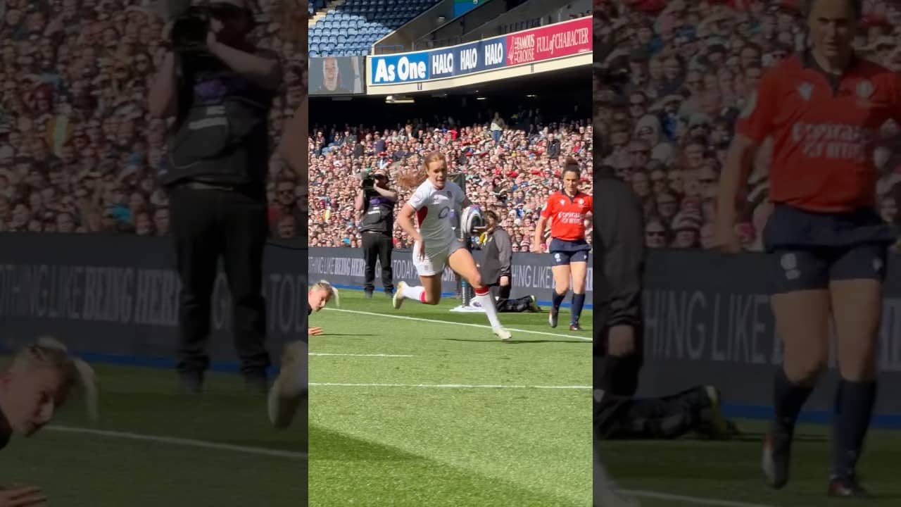 Mia Venner scoring a beauty for the Red Roses 🌹| #redroses #englandrugby