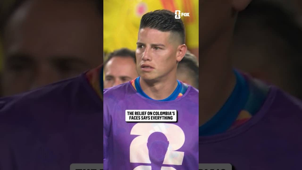 Relief and happiness for Colombian players as they are on the way to the Round of 16