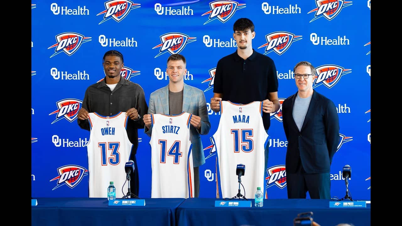 2026 Thunder Draft Class Press Conference | Aday Mara, Bennett Stirtz and Otega Oweh Introduced
